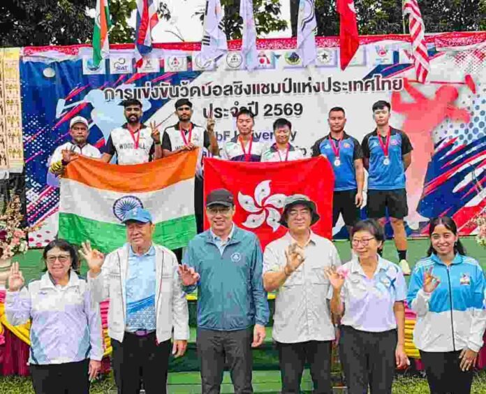 IWbF University Woodball Championship 2026, Indian woodball team, Subhash Budiya, Banshi Lal, Woodball Association of India, MJP Rohilkhand University sports, Men's Doubles Woodball Bronze, Chiang Mai sports event, Arpita Krishna Gupta
