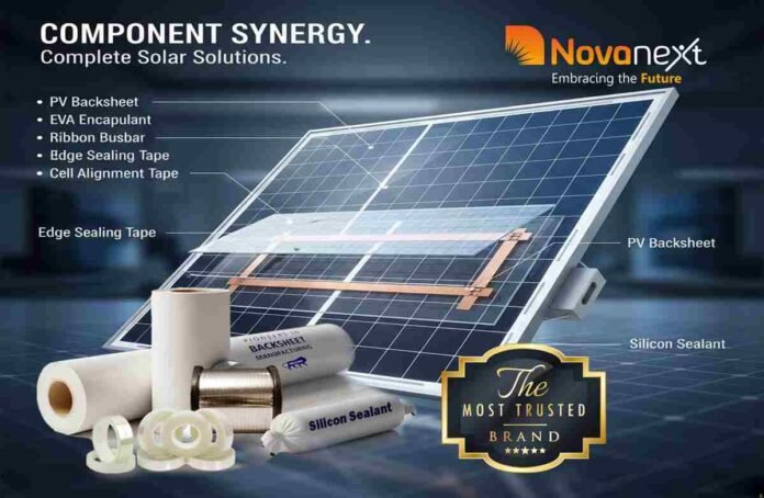 Novanext Energies, India's No.1 solar backsheet manufacturer, PV module encapsulation, solar module materials, Duro-Sheet backsheets, solar asset protection, Shabbir Saifuddin Makati, EVA and POE encapsulants, 6 GW solar capacity Gujarat, N-type TOPCon solar protection