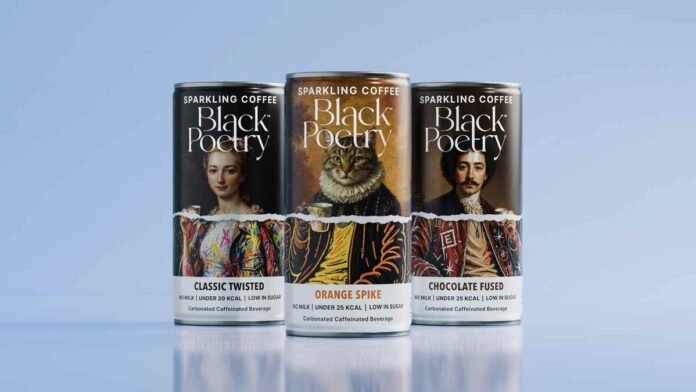 Black Poetry, Black Poetry coffee, Black Poetry ready-to-drink coffee, carbonated coffee India, sparkling coffee India, ready-to-drink coffee, RTD coffee India, OPEN Strategy & Design, Black Poetry brand identity, carbonated coffee brand, coffee reimagined, beautiful vandalism, coffee packaging design, premium coffee brand India, ready-to-drink beverages India, coffee brands India, innovative coffee brands, carbonated beverages India, coffee packaging, beverage branding India