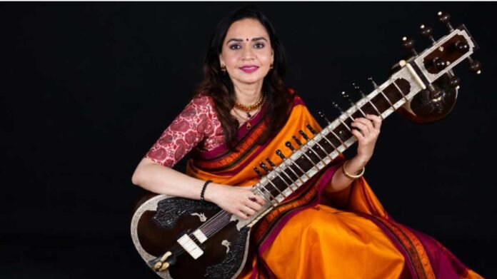 Sitarist and scholar Dr. Supriya Shah performing a classical raga recital on the sitar